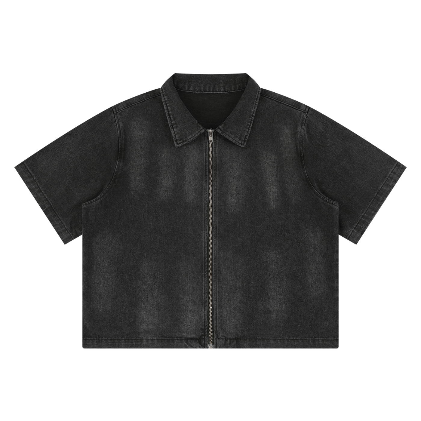 Unisex Vintage Washed Full-Zip Denim Shirt