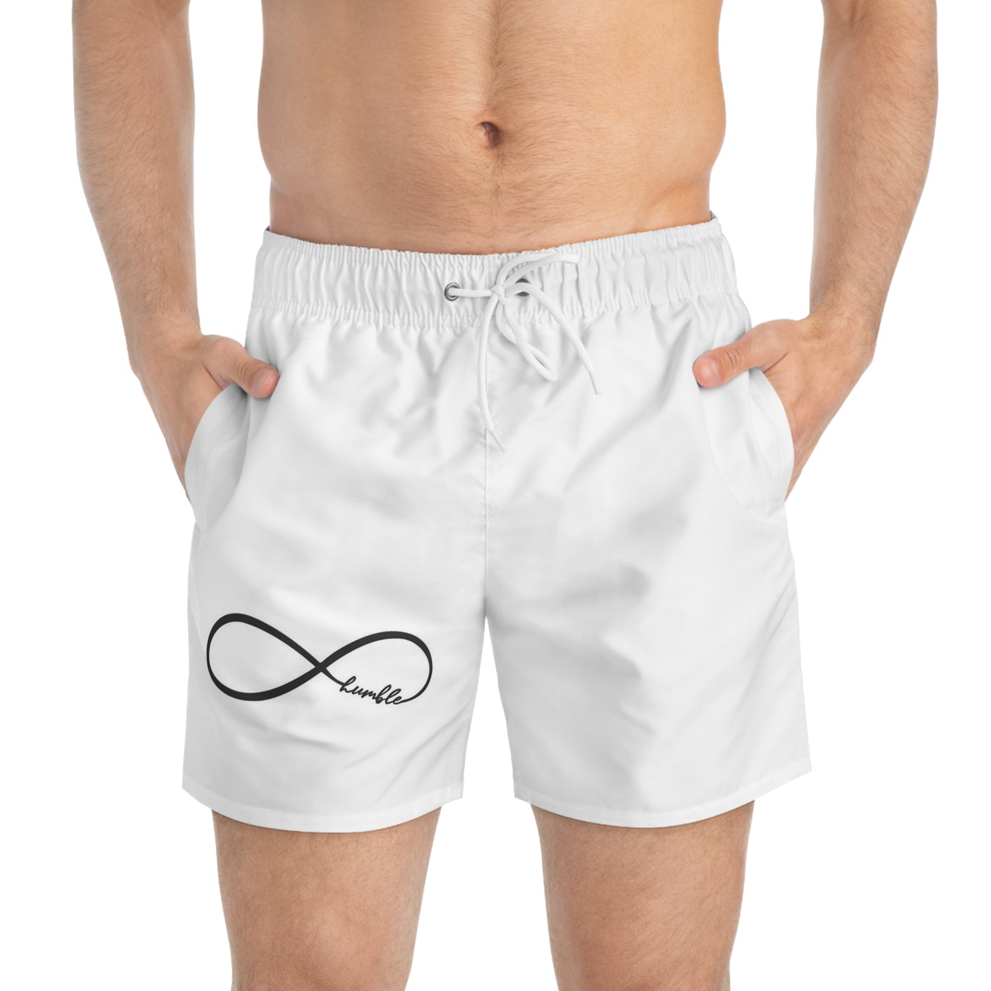 Humble Infinity Swim Trunks - White Beach Shorts for Summer Fun