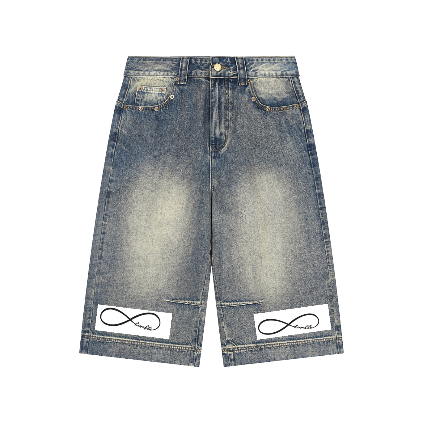 Vintage Wash Baggy Denim Shorts